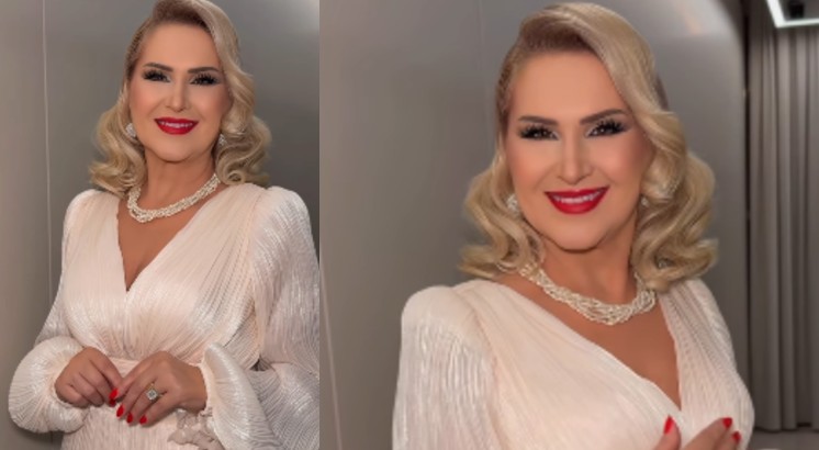 Me fustan të bardh e buzë të kuqe Shyhrete Behluli po shkëlqen