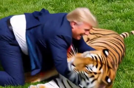 Donald Trump poston videon me AI, “përleshet” me tigrin – Vizion Plus